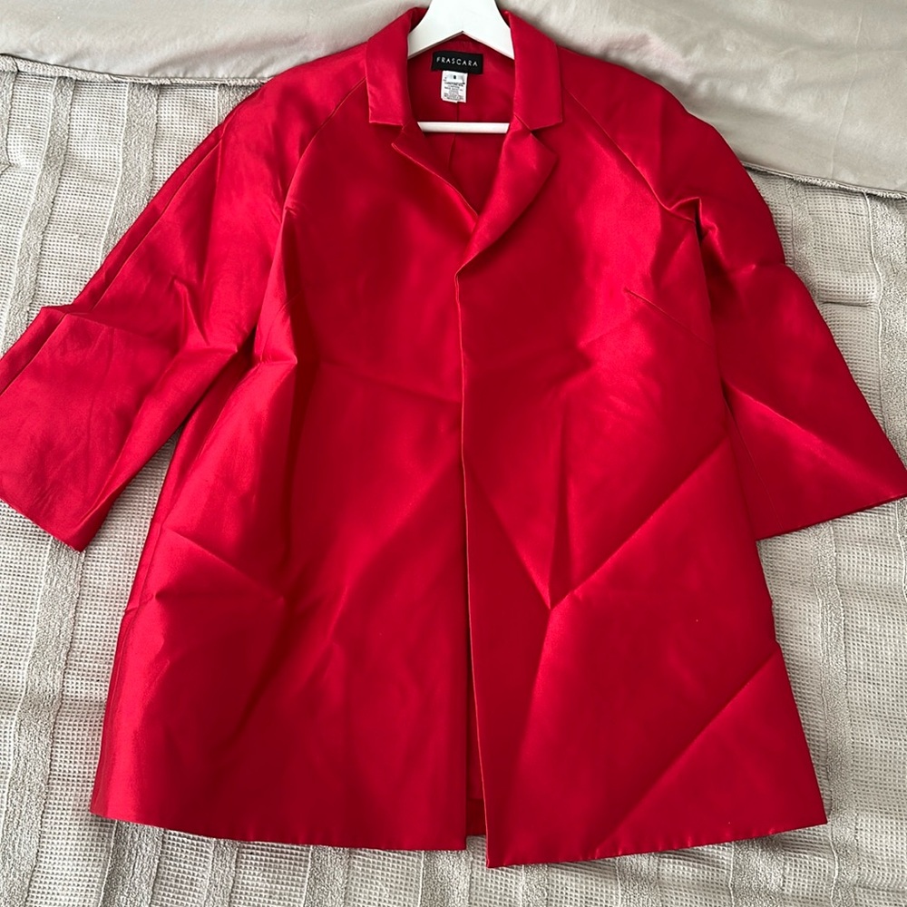 Frascara Red Satin Coat Dress – Size 8 – Made in Canada